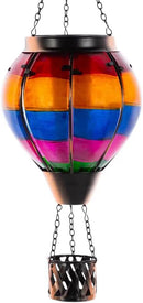 Unique Hot Air Balloon Solar Lantern with Flickering Flame, Handmade Glass Hanging Outdoor Lantern Waterproof Lantern Lamp for Patio, Garden, Porch by GreenHaven Gardens