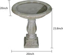 SunJet 23.8” H x 20” Dia Outdoor Birdbath with Exquisite Carvings Pedestal - Fibre Reinforced Concrete Birdbaths, Neoclassical Style Design for Garden Decor & Bird Attraction by GreenHaven Gardens