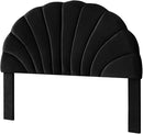 24KF Stunning Crown Design King Headboard, Upholstered Soft Velvet Petal Pattern Headboard King/CA King-Black by CozyNest Decor