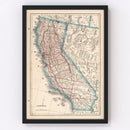 Vintage Map of California 1893