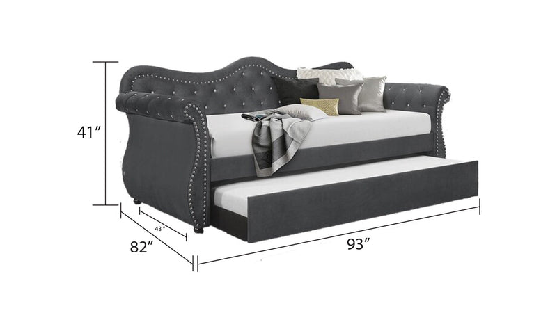 Abby Upholstered Velvet Wood Daybed with Trundle, photo 2 of 7