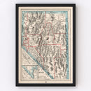 Vintage Map of Nevada 1893