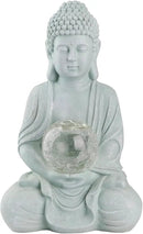 Buddha Garden Statue with Solar Light, Solar Meditating Garden Buddha with Cracked Glass Ball Sculpture-Indoor/Outdoor Decor for Balcony,Garden,Patio,Porch Yard Art Ornament,Gift by GreenHaven Gardens