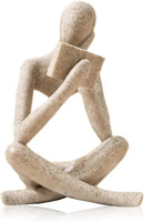 Bookshelf Decor Reading Statue - Abstract Art Thinker Sculpture Bookend for Shelves Aesthetic, Modern Home Decoration Figurine for Living Room Office Shelf Desk Coffee Table Decor(Beige Right) by CozyNest Decor