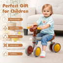 Baby Balance Bike No Pedal 4-Wheel Bicycle-Brown by LJGDeals