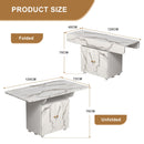 Versatile Marble Folding Dining Table With Storage Rack And Cabinet, 6 Wheels - White by HouseOfZazla