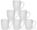 16 OZ White Stoneware Mugs Set of 6, Large Ceramic Coffee Cups with Handle, Porcelain Mugs for Latte, Milk, Tea and Juice by CozyNest Decor