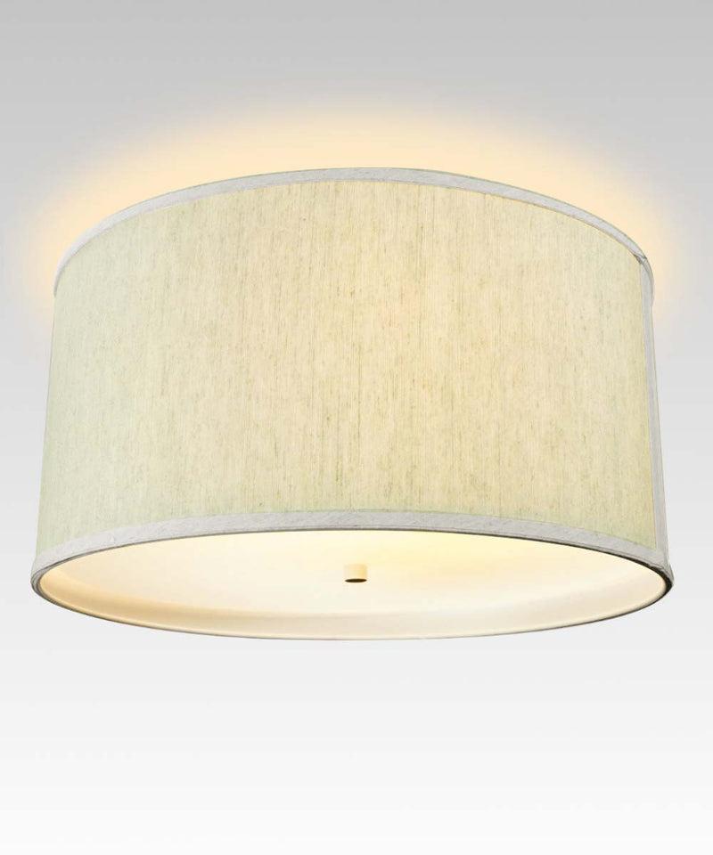 14"W Moderne Flush Mount Conversion Kit  Textured Oatmeal Hardback Drum Lampshade