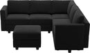 Belffin Modular Sectional Sofa with Storage Seats Velvet L Shaped Corner Couch Convertible Sectional Sofa with Chaise Black by CozyNest Decor