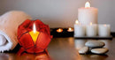 Blooming Lotus Capiz Shell Tealight Candle Holder, Handcrafted Decorative Tea Light Candleholder with Translucent Flower Petals for Ambient Illumination and Natural Elegance, Red by CozyNest Decor