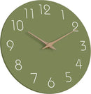 Mosewa Modern Wall Clock Silent Non-Ticking 14 Inch Olive Green Battery Operated Simple Minimalist for Living Room Office Bedrooms Kitchen Home Decor by CozyNest Decor