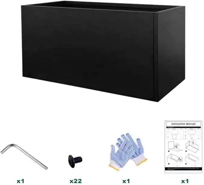 Black Planter Box Galvanized Steel Metal Planter Rectangular Indoor Large Outdoor Planters Steel Metallic Heavy Flower Pot 36In x 12In x 16In Commercial Residential for Patio, Deck, Backyard, Garden, photo 8 of 8