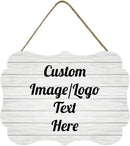 Personalized Wooden Welcome Sign for Front Door - Customized Home Decor With Image/Text - Hanging Farmhouse Decorations for Home Office - 11.2 * 8 Inch by CozyNest Decor