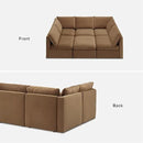 mopio Oversized Modular Sectional Sofa with Fully Removable Covers and Storage, Convertible U, L-Shaped and Sleeper Sectional, Modern Couches with Ottoman Chaise (Hazelnut Velvet, 6 Seats, Sleeper) by CozyNest Decor