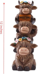 Solar Garden Statues Highland Cow Decoration,Highland Cow Figurine Outdoor Garden Decor Unique Gifts for Women, Mom, Grandma by GreenHaven Gardens