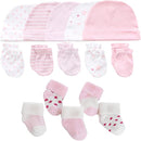 Newborn Baby Boy Girl Caps Mittens Socks Set Cotton Baby Essentials Accessories (Hats+Gloves+Socks) by TinyTreasures Baby Boutique