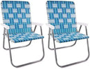 Lawn Chair USA - Outdoor Chairs for Camping. Made with Lightweight Aluminum Frames and UV-Resistant Webbing. Folds for Easy Storage 2- Pack (Sea Island with White Arms, Magnum) by GreenHaven Gardens