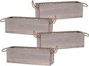 Wooden Planter Box with Handle, Rustic Barn Wood, Plastic Liner l Garden Decor l Restaurant and Wedding Decorations l Wedding Table Centerpiece (12x4 w Handle Set of 4, Natural) by GreenHaven Gardens