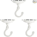 Sungmor Heavy Duty Ceiling Hooks - 3PC White Cast Iron Antique Decorative Hooks for Hanging Plants, Planters, Wind Chimes, Lanterns by GreenHaven Gardens