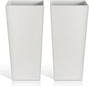 Tall Planters for Outdoor Plants, Large Resin Flower Pots for Garden, Front Porch, Patio, Indoor - Set of 2 (White, 27.5 inch - 2 Pack) by CozyNest Decor
