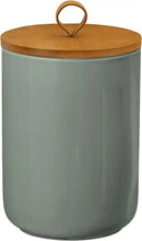 Large Ceramic Storage Jars, Modern Elegant Highly Polished Airtight Gorgeous Storage Canisters with Wooden Lid Food Storage Jar for Kitchen Spice Tea Vanilla Sugar Coffee Beans (Light grey) by CozyNest Decor
