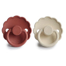 FRIGG Daisy SilkySoft Silicone Baby Pacifier | Made in Denmark | BPA-Free (Baked Clay/Cream, 6-18 Months) by TinyTreasures Baby Boutique