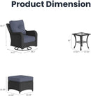 5 Pieces Outdoor Patio Furniture Sets with Rocking Swivel Chairs with 6-inch Thick Cushion and Side Table for Deck Lawn by GreenHaven Gardens