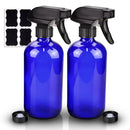 Wedama Glass Spray Bottle, 2 Pack Blue 16 oz Glass Spray Bottles for Cleaning Solutions and Essential Oils, Refillable Empty Spray Bottle with Adjustable Nozzles for Alcohol, Plant and Hair Care by GreenHaven Gardens