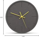 Stephanie Imports Modern Minimalist Dark Concrete Silent Wall Clock (Yellow Hands) by CozyNest Decor