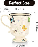 360ml -12.17oz Painted Butterfly Ceramic Mug - Cute Coffee Cup for Latte, Espresso - Gift for Women, Dishwasher Safe by CozyNest Decor