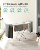 SONGMICS Clothes Drying Rack, Metal Laundry Drying Rack, Foldable, Space-Saving, Free-Standing Airer, with 2 Gullwings, Indoor Outdoor Use, Bed Linen Clothing, Gray ULLR540G01 by TinyTreasures Baby Boutique