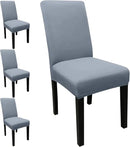 JQinHome 4 Pcs Dining Chair Slipcover, High Stretch Removable Washable Chair Seat Protector Cover for Home Party Hotel Wedding Ceremony(Light Grey) by CozyNest Decor