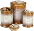 Nihow Ceramic Food Storage Jar Sets: Container with Air Tight Ceramic Lid for Flour/Sugar/Rice/Coffee/Cookies/Candy - Seal Damp-proof Canister for The Kitchen - Set of 3 （Brown） by CozyNest Decor