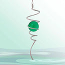 Wind Spinner Tail Gazing Ball Spiral Decorative Wind Spinner Sun Catcher 11inch Tail and 2 inch Glass Orb. Indoor Outdoor Garden Decoration Wind Sculptures-13 inch Height (Green) by CozyNest Decor