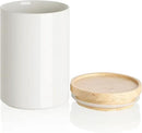 Sweejar Kitchen Canisters Ceramic Food Storage Jar, Stackable Containers with Airtight Seal Wooden Lid for Serving Coffee Bean, Flour, Tea, Cookies and More - 58 Fl Oz (White) by CozyNest Decor