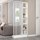 Wall Room Divider, Storage Cabinet Storage Display with Shelves, Modern Freestanding Wood Room Divider Screen, Wall Privacy Screens for Home Decorative (White,35.4" L x 9.5" W x 79.5" H) by CozyNest Decor