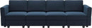 Belffin Modular Sofa Couch with Storage Seats Sectional Sofa Velvet Sofas for Living Room Blue by CozyNest Decor