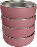 Monkey Proof™ Non-Toxic Stainless Steel Child Bowl 5” with Non-Slip Silicone Shell, (Set of 4 bowls) Unbreakable, Mess Free Feeding for Babies, Toddlers, Kids, BPA free (Mauve) by TinyTreasures Baby Boutique