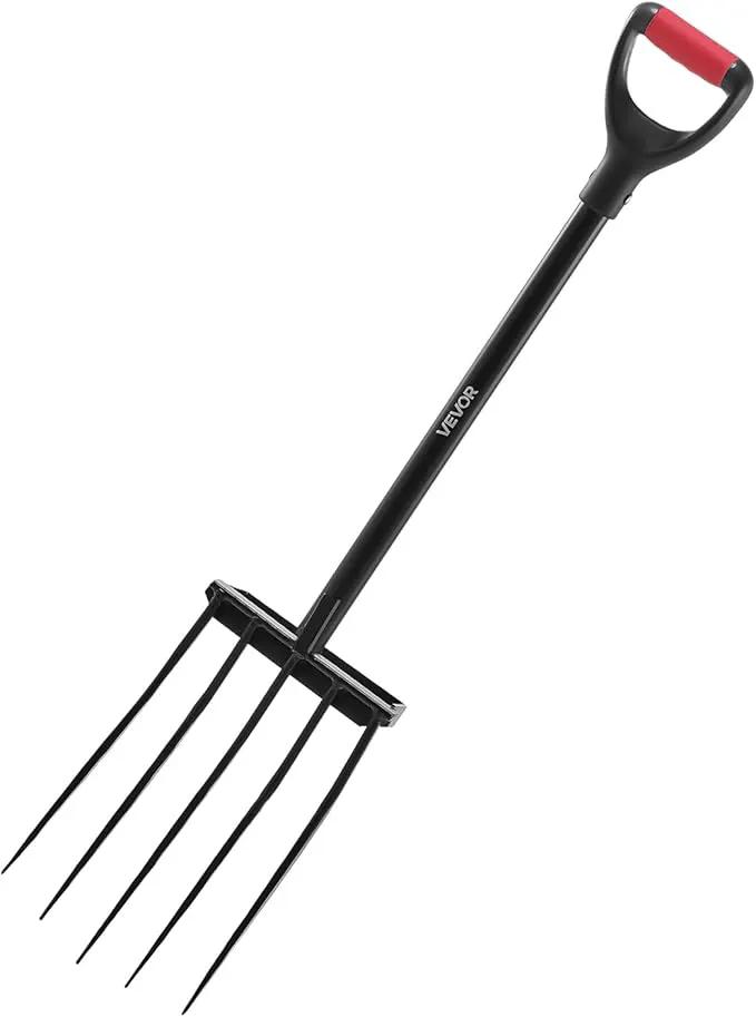 VEVOR Garden Fork, 5-Tine Gardening Pitchfork with Metal Handle, 41 in Heavy Duty Digging Fork with Y Grip, Forged Steel Spading Fork for Hay Potato Composting Transplanting Aeration, photo 9 of 9