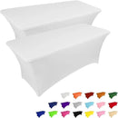 IVAPUPU 2 Pack 4FT Table Cloth for Rectangular Fitted Events Stretch White Table Covers Washable Cover Spandex Spring Tablecloth Protector for Party, Wedding, Cocktail, Banquet, Festival by CozyNest Decor