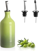 Sweejar Ceramic Olive Oil Dispenser Bottle, Opaque Oil Cruet Protects Oil to Reduce Oxidation, Suitable for Oil, Vinegar, Coffee Syrups & Other Liquids, Pack of 1, 15.5 Fl Oz (Gradient Green) by CozyNest Decor