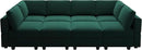 Belffin Modular Sectional Sofa with Storage Chaises Sectional Sleeper Sofa Couch 8 Seat Sectional Bed Green by CozyNest Decor