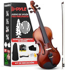 Pyle 3/4 Size Beginner Violin Starter Kit, Violin Starter Package with Travel Case & Bow, Extra Strings, Digital Tuner, Shoulder Rest & Cleaning Cloth for Students, Kids, Adults by TinyTreasures Baby Boutique
