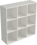 9-Cube Storage Shelf Bookcase - Wooden 3-Tier Floor Standing Open Bookshelf for Home and Office, Display Cabinet, Warm White by CozyNest Decor