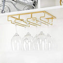 Wine Glass Rack - Under Cabinet Stemware Wine Glass Holder Glasses Storage Hanger Metal Organizer for Bar Kitchen Gold by CozyNest Decor