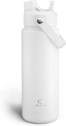 Insulated Water Bottle with Straw Stainless Steel Water Bottle, Leak-Proof, BPA-Free, Double Wall Vacuum Keeps Cold for 24 Hours for Sports, Travel, School (32 oz, Polar White) by CozyNest Decor