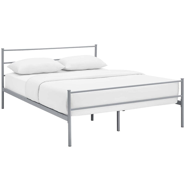 CasaFoyer Alina Platform Queen Bed | Rustic Charm meets Modern Decor | Holds 1323 lbs | No Box Spring Needed | Fits Memory Foam, Spring, Latex, Hybrid Mattresses | Gray