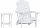 WO Home Furniture Adirondack Chair Table Set of 2 PCS Outdoor Folding Chair w Side Table Weather/UV Resistant for Lawn, Garden, Bon Fire, Balcony (White) by GreenHaven Gardens