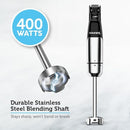 Courant Immersion Handheld Blender,4 in 1 400W Stick Blender, Variable Speed Stainless Steel Blades, Blending shaft Whisk,Chopper,Masher, Beaker Stainless Steel, LED Display by TinyTreasures Baby Boutique