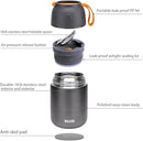 Insulated Thermo Food Jar for Hot & Cold Food for Kids Adult, 17 oz Soup Thermal Hot Food Containers for Lunch, Triple Layer Insulation Stainless Steel Food Jar with Spoon (Grey) by TinyTreasures Baby Boutique